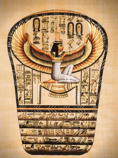 Déesse Isis sur papyrus